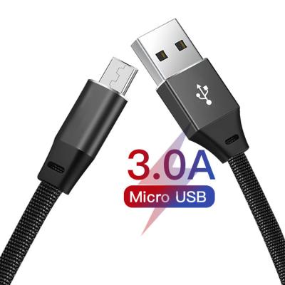 China Durable 3A Nylon Braided Micro USB Cable For Android Phone for sale