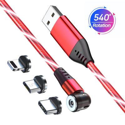 China O carregamento magnético de USB dos focos cabografa o cabo de carregamento de fluxo do telefone luminoso do diodo emissor de luz de 3m à venda