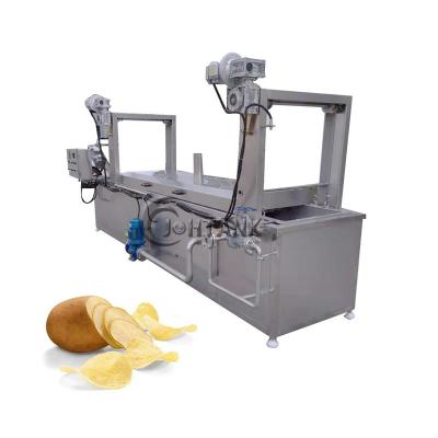 China Restaurant Continuous Frying Machine , 1200kg/h Continuous Fryer For Potato Chips for sale