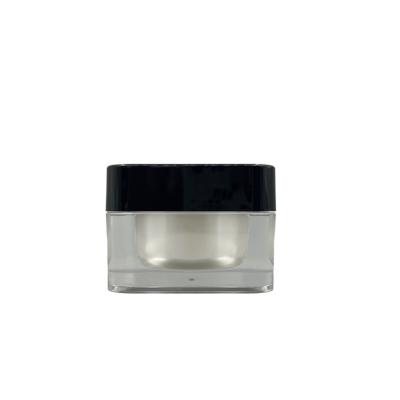 China Square Plastic Cosmetic Jars Small Containers Black Cap 15g 30g Customized Color for sale