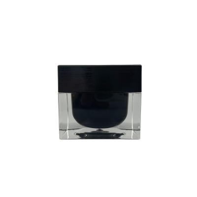 China Matt Lid 10g Cosmetic Jars Square Plastic Makeup Containers Metallized Surface for sale