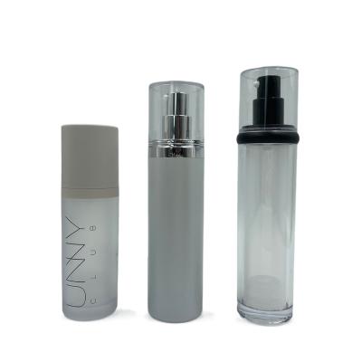 China ABS Empty Skincare 50ml Airless Bottle Round / Straight Shoulder Metallized Surface for sale