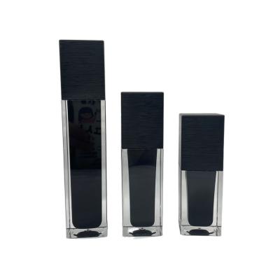 China Square Cosmetic Pump Bottle 60ml UV Screw Brush Matt Black Acrylic for sale