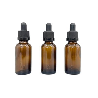 China Amber 30ml Glass Cosmetic Bottles Essential Oil With Ratchet Closure Dropper for sale
