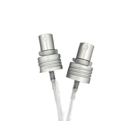 China Matt Silver Perfume Pump Sprayer Dispenser Alu 24/410 0.12ML Dosage With Clip Lock for sale