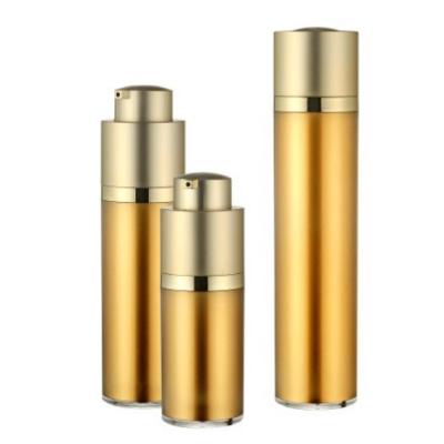 China Gold 30ml 15ml Airless Pump Bottles Actuator Double Wall Electroplating For Cosmetics for sale