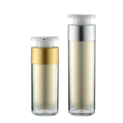 China Small Lotion Airless Pump Bottles Twist Press 15ml Round Matt Gold for sale