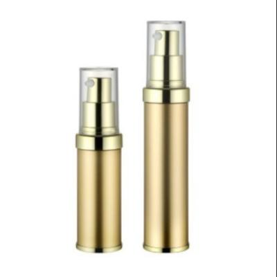 China 20ml Airless Pump Bottle Gold Single Wall UV Proof Refillable Offset Printing for sale