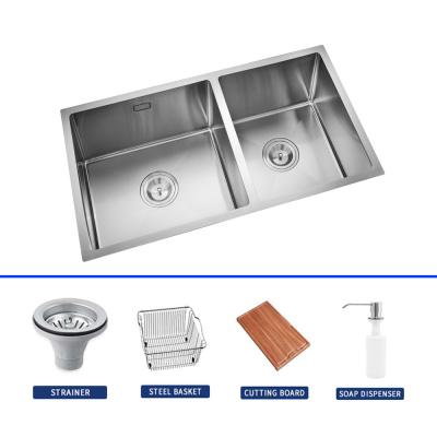 China 1.2mm Thickness Brushed Stainless Steel Undermount Sink For Kitchen for sale