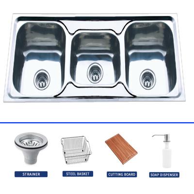 China Durable Stainless Steel Kitchen Sink Double Bowl With Overflow for sale