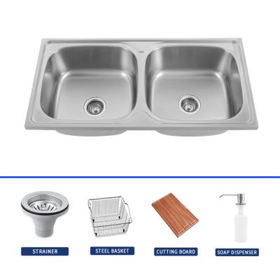 Cina 780*430 Double Bowl Kitchen Sink Undermount With Faucet in vendita