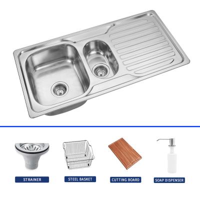 China 1 Bowl Topmount Kitchen Sink With 3 Faucet Holes Topmount Installation for sale