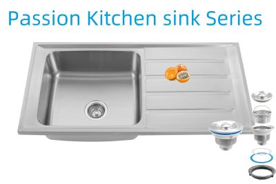 China Modern Rear Drain Placement Kitchen Sink With Drainboard for Contemporary Kitchens for sale