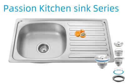 China 33 X 22 Inches Kitchen Sink With Drainboard Stainless Steel 18/10 Chromium/Nickel and Accessories Colander for sale