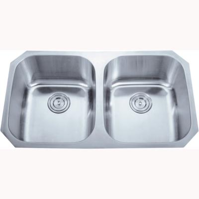 China 0.7mm 0.8mm Under Counter Mount Stainless Steel Sink Double Bowl SUS201 for sale