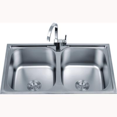 China 500MM Brushed Steel 2 Tap Hole Stainless Steel Sink Anti Corrosion for sale