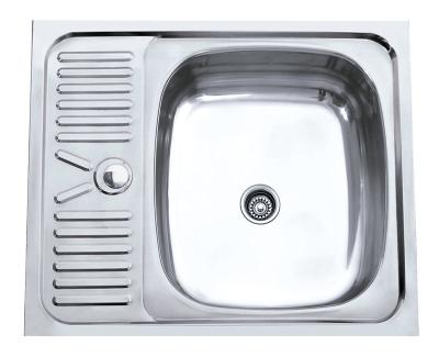 China 0.6mm 0.8mm Single Bowl Sink With Drainboard for sale