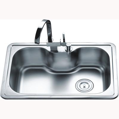 China Satin Brushed Top Mount Single Bowl Stainless Steel Sink With Faucet 660*460*210mm for sale