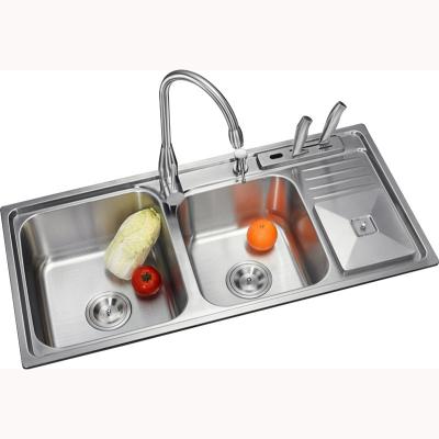 China Rust Resistant SS Kitchen Sink Double Bowl Drop In 920*450mm for sale