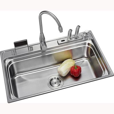 China Funtional 0.9mm Kitchen Stainless Steel 1 Bowl Sink Top Mount 800*500mm for sale