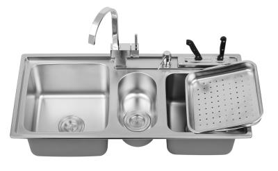 China 50cm Base Rectangular Stainless Steel Double Bowl Sink Undermount Brushed for sale