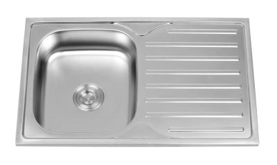 China Topmount Kitchen Single Bowl Sink With Drainboard One Tap Hole en venta