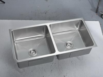China Handmade Double Basin Undermount Stainless Steel Kitchen Sink Cabinet for sale