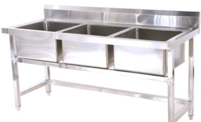 China Hotel Bar Kitchen Triple Stainless Steel Sink Stand 80cm 90cm 100cm for sale