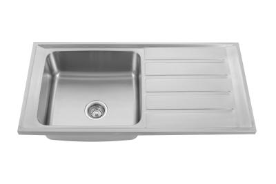 China 10050R Square Bowl Kitchen Sink With Drainboard 100x50cm for sale