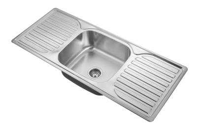 China 120x50cm Commercial Single Bowl Sink With 2 Drainboard for sale