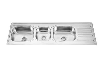 China Welding Stainless Steel Sink With Double Drainboard 120x60cm for sale