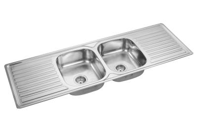China Satin Polish 2 Bowl Kitchen Sink With Drainboard Stainless Steel Anti Corrosion for sale
