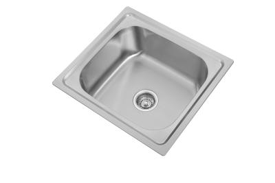 China Brushed Finish SS Square Single Bowl Kitchen Sink 0.6mm 0.8mm for sale