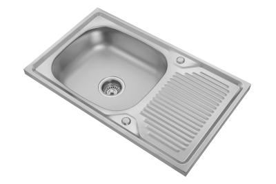 China Above Counter Big Basin SS Kitchen Sink With Single Drainboard for sale