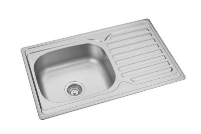 China Chromium Nickel Single Bowl Kitchen Sink With Drainboard 22 GAUGE for sale