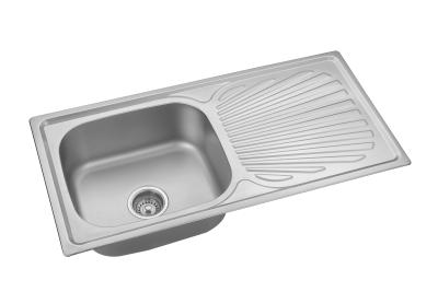 China One Piece Rectangular Kitchen Sink With Drainboard Stainless 720*450*220mm for sale