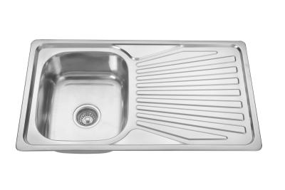 China OEM Top Mount Stainless Steel Single Bowl Kitchen Sink With Drainboard 36x20 for sale