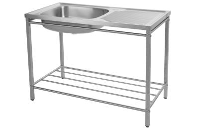 China Hotel Self Rimming Polished Stainless Kitchen Sink With Stand 100cm for sale