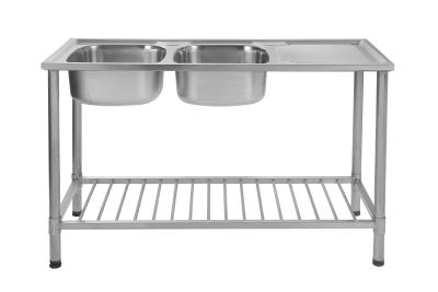 China Min Cabinet Width 500mm Double Bowl SS Sink With Stand 720*450*220mm for sale