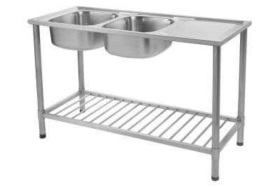 China Hotel Two Bowl One Drain Kitchen Stainless Steel Sink Stand Noise Elimination for sale