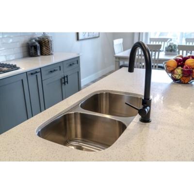 China 500mm Brushed Steel Double Bowl Sink With Tap Hole Undermount Noise Elimination for sale