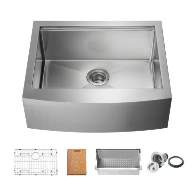 China 16G T304 Handmade Stainless Steel Farmhouse Sink For Kitchen for sale