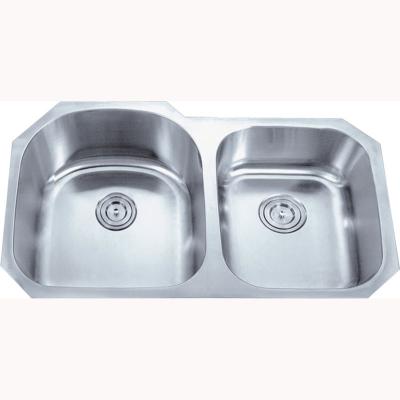 China One Piece 304 Stainless Steel Double Bowl Sink Kitchen Bar Te koop