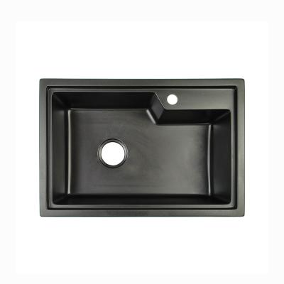 China Acrylic Resin Black Quartz Kitchen Sink With Drainboard 680*460mm for sale