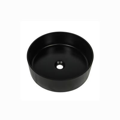 China 410mm Black Quartz Undermount Round Single Bowl Kitchen Sink With Splashback for sale