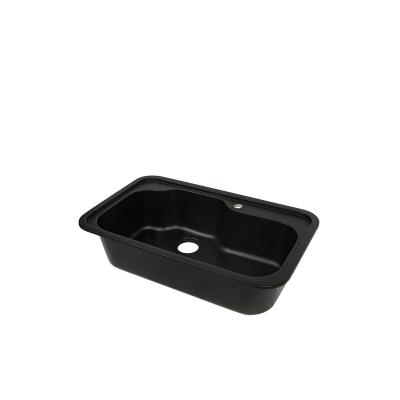 China Size 80 X 48cm Quartz Stone Kitchen Sink 1 Bowl With Tap Hole for sale