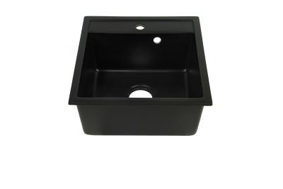 China 210mm Top Mount Matt Black Kitchen Sink With Drainboard 480*450mm for sale