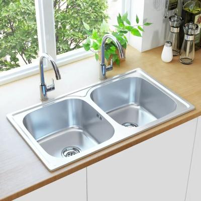 China 0.8mm 1.0mm Handmade Double Stainless Steel Bar Sinks Top Mount One Piece for sale