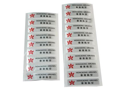 China Vacío total de la transferencia de las etiquetas evidentes de encargo del pisón abierto con el código de barras en venta