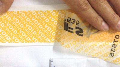 China Selo aberto vago feito sob encomenda da segurança da etiqueta evidente da calcadeira para etiquetar etiquetas inalteráveis do selo à venda